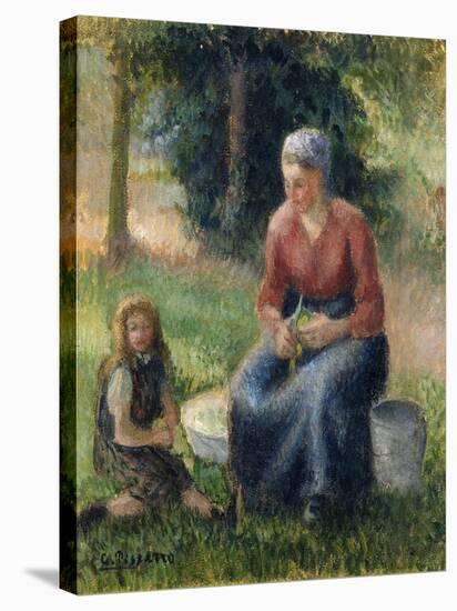 Peasant and girl, Eragny-Camille Pissarro-Stretched Canvas