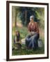 Peasant and girl, Eragny-Camille Pissarro-Framed Premium Giclee Print