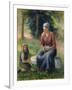 Peasant and girl, Eragny-Camille Pissarro-Framed Premium Giclee Print