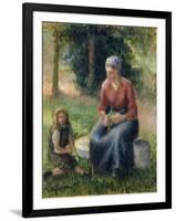 Peasant and girl, Eragny-Camille Pissarro-Framed Premium Giclee Print