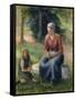 Peasant and girl, Eragny-Camille Pissarro-Framed Stretched Canvas