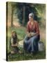 Peasant and girl, Eragny-Camille Pissarro-Stretched Canvas