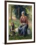 Peasant and girl, Eragny-Camille Pissarro-Framed Giclee Print