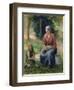 Peasant and girl, Eragny-Camille Pissarro-Framed Giclee Print