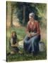 Peasant and girl, Eragny-Camille Pissarro-Stretched Canvas