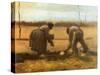 Peasant and Peasant Woman Planting Potatoes, 1885-Vincent van Gogh-Stretched Canvas
