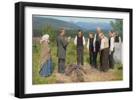 Peasant Burial, 1883-85 (Oil on Canvas)-Erik Theodor Werenskiold-Framed Giclee Print