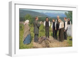 Peasant Burial, 1883-85 (Oil on Canvas)-Erik Theodor Werenskiold-Framed Giclee Print