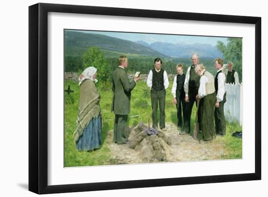 Peasant Burial, 1885-Erik Theodor Werenskiold-Framed Giclee Print