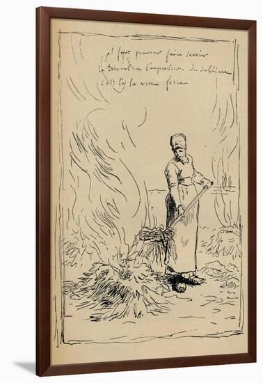 Peasant Burning Weeds, 19th Century-Jean Francois Millet-Framed Giclee Print