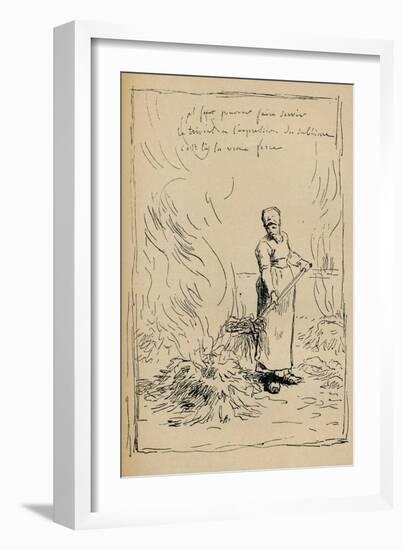 Peasant Burning Weeds, 19th Century-Jean Francois Millet-Framed Giclee Print