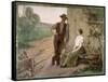 Peasant Couple in a Farmyard, 1889-Henri Adrien Tanoux-Framed Stretched Canvas