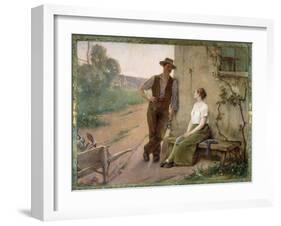 Peasant Couple in a Farmyard, 1889-Henri Adrien Tanoux-Framed Giclee Print