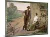Peasant Couple in a Farmyard, 1889-Henri Adrien Tanoux-Mounted Giclee Print