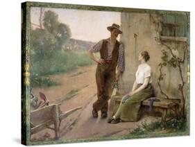 Peasant Couple in a Farmyard, 1889-Henri Adrien Tanoux-Stretched Canvas