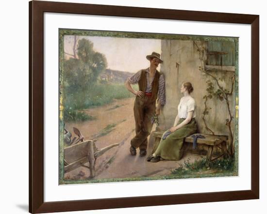 Peasant Couple in a Farmyard, 1889-Henri Adrien Tanoux-Framed Giclee Print