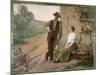 Peasant Couple in a Farmyard, 1889-Henri Adrien Tanoux-Mounted Giclee Print