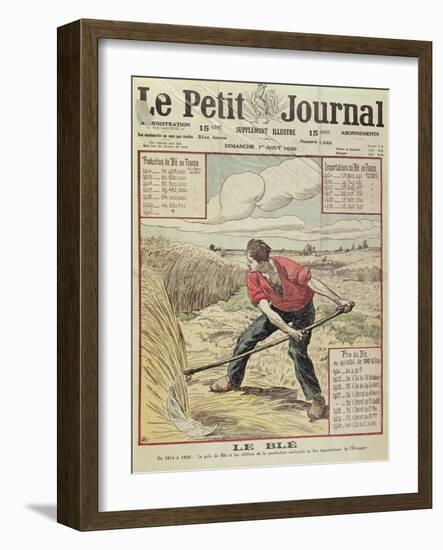 Peasant Cutting Wheat, Cover Illustration for 'Le Petit Journal', 1st August 1920-null-Framed Giclee Print