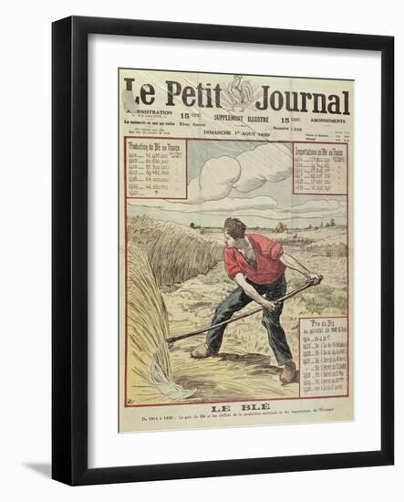 Peasant Cutting Wheat, Cover Illustration for 'Le Petit Journal', 1st August 1920-null-Framed Giclee Print