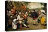 Peasant Dance, 1568 (Oil on Wood)-Pieter the Elder Brueghel-Stretched Canvas