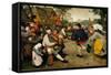 Peasant Dance, 1568 (Oil on Wood)-Pieter the Elder Brueghel-Framed Stretched Canvas