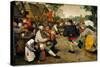 Peasant Dance, 1568 (Oil on Wood)-Pieter the Elder Brueghel-Stretched Canvas