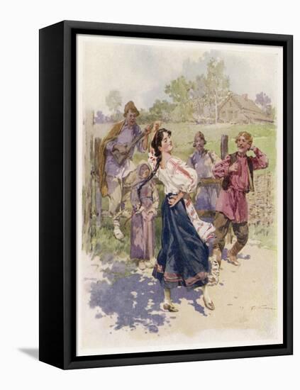 Peasant Dance in Little Russia-Frederic De Haenen-Framed Stretched Canvas