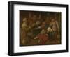 Peasant Drinking About-Adriaen Brouwer-Framed Art Print