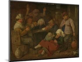 Peasant Drinking About-Adriaen Brouwer-Mounted Art Print