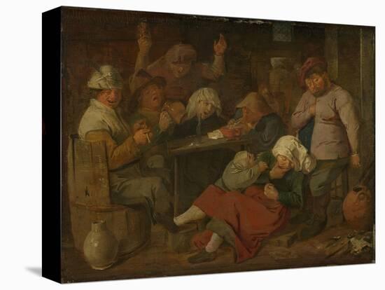 Peasant Drinking About-Adriaen Brouwer-Stretched Canvas