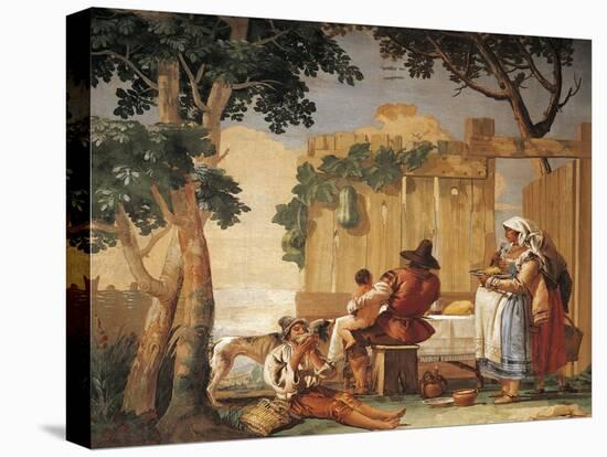 Peasant Family at Table-Giandomenico Tiepolo-Stretched Canvas