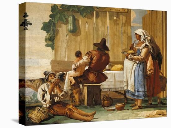 Peasant Family at Table-Giandomenico Tiepolo-Stretched Canvas