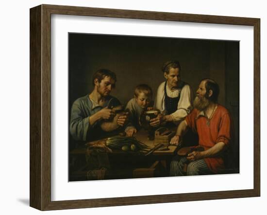 Peasant Family before Dinner, 1824-Fyodor Grigoryevich Solntsev-Framed Giclee Print
