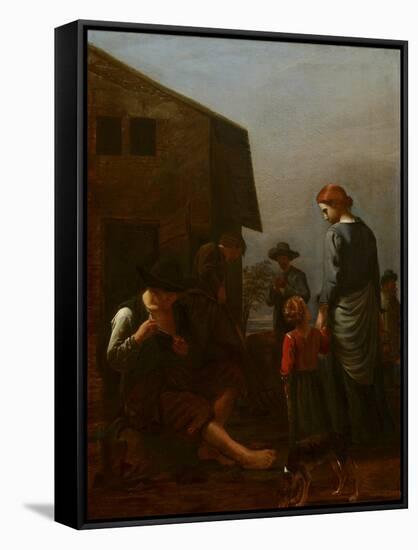 Peasant Family with Man Removing Fleas from Himself, 1656-60-Michael Sweerts-Framed Stretched Canvas