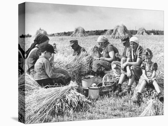 Peasant Farmers Eating Lunch in Wheat Fields-null-Stretched Canvas