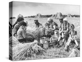 Peasant Farmers Eating Lunch in Wheat Fields-null-Stretched Canvas