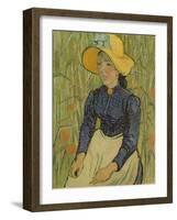 Peasant Girl in Straw Hat, 1890-Vincent van Gogh-Framed Giclee Print