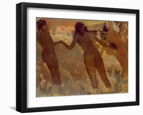 Peasant Girls Bathing at Dusk, 1875-76-Edgar Degas-Framed Giclee Print