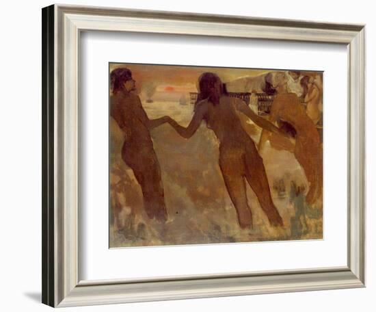 Peasant Girls Bathing at Dusk, 1875-76-Edgar Degas-Framed Giclee Print