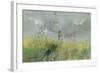 Peasant Girls in a Poppy Field watercolor-Pompeo Mariani-Framed Giclee Print