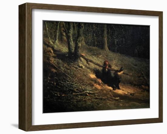 Peasant-Girls with Brushwood (Les Charbonniere), C1852-Jean Francois Millet-Framed Giclee Print