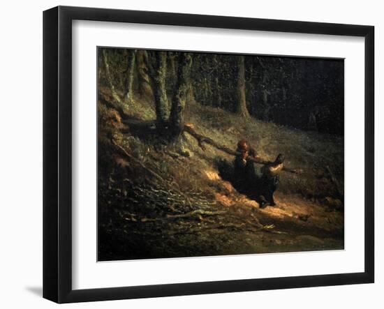 Peasant-Girls with Brushwood (Les Charbonniere), C1852-Jean Francois Millet-Framed Giclee Print