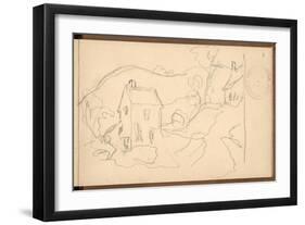 Peasant Houses at Falaise (Pencil on Paper)-Claude Monet-Framed Giclee Print