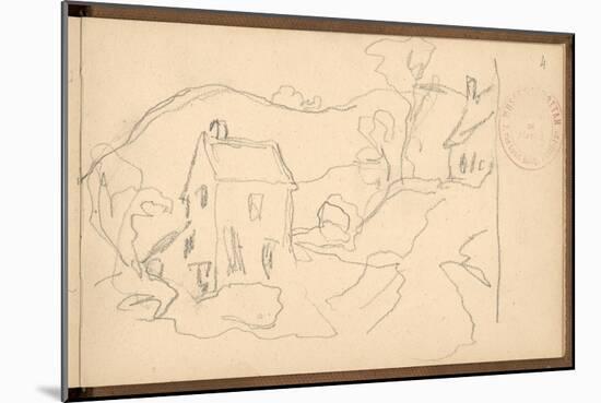 Peasant Houses at Falaise (Pencil on Paper)-Claude Monet-Mounted Giclee Print