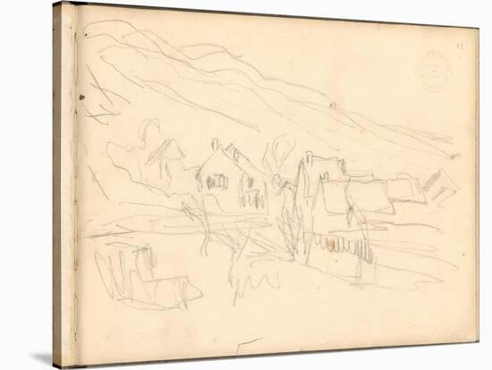 Peasant Houses at Giverny (Pencil on Paper)-Claude Monet-Stretched Canvas