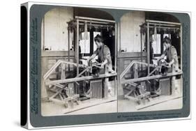 Peasant Housewife Weaving Cotton Cloth, Japan, 1904-Underwood & Underwood-Stretched Canvas