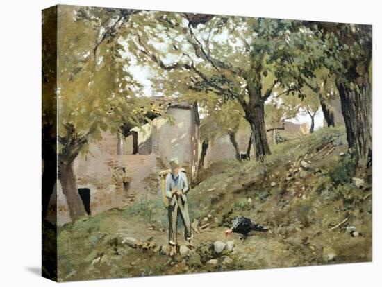 Peasant in Montemurlo Countryside-Telemaco Signorini-Stretched Canvas