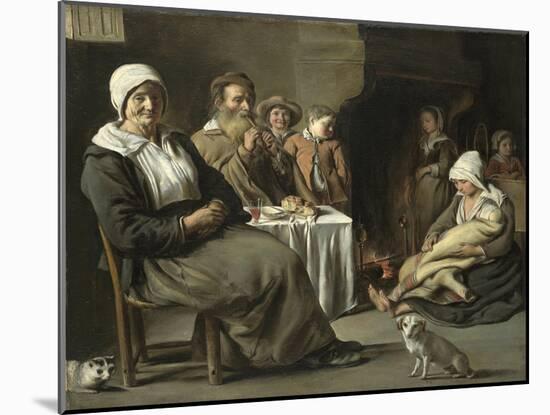 Peasant Interior with an Old Flute Player-Louis Le Nain-Mounted Giclee Print