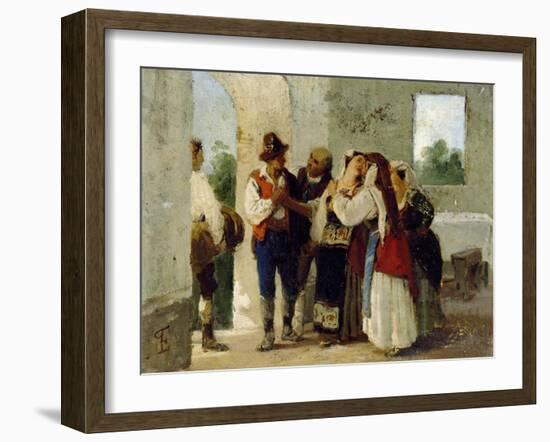 Peasant Leaving Family Home to Get Married in Another Village, 1855-Eleuterio Pagliano-Framed Giclee Print
