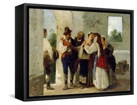 Peasant Leaving Family Home to Get Married in Another Village, 1855-Eleuterio Pagliano-Framed Stretched Canvas